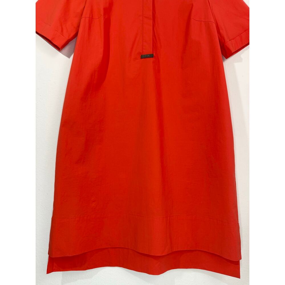 PESERICO Red Orange Shirt Dress Made in Italy Cotton Stretch Pocket IT 46 US 10 - Picture 5 of 13